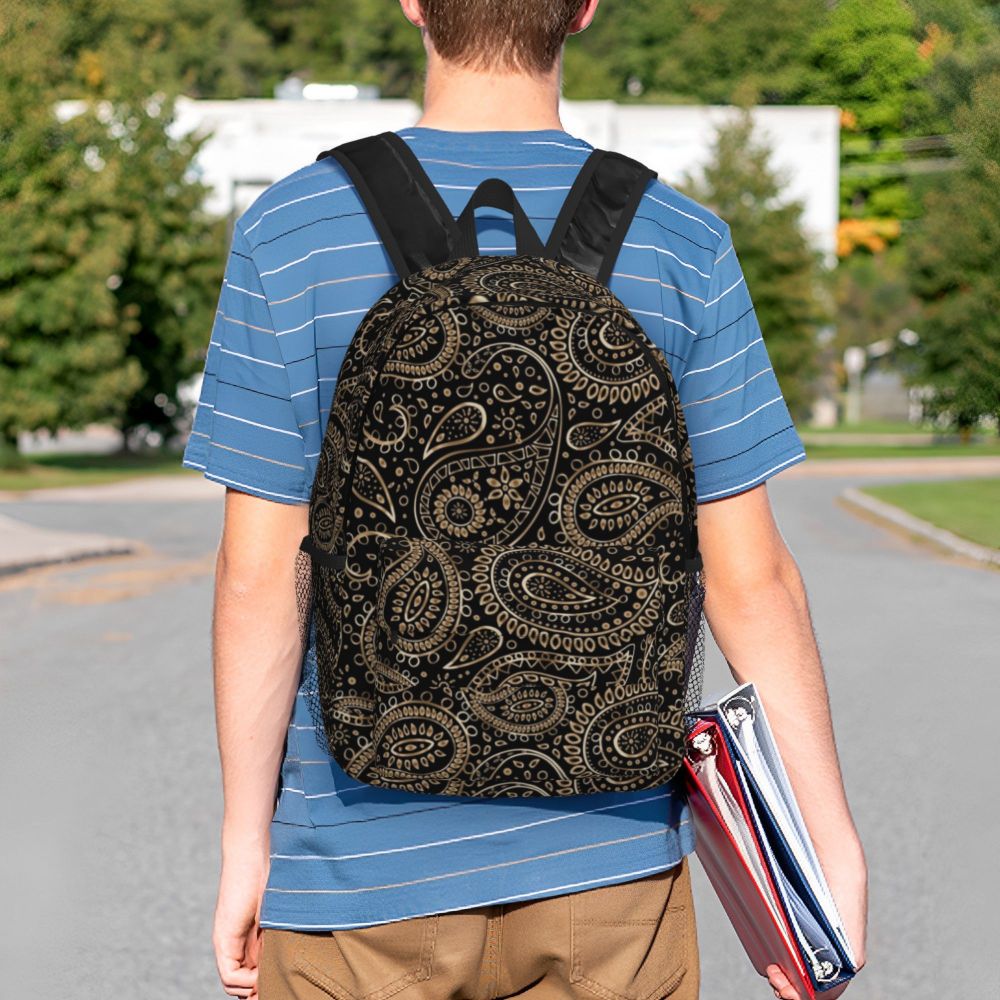 Custom Black White Paisley Chicano Bandana Style Laptop Backpack Women Men Basic Bookbag for School College Student Bag