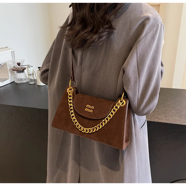 Metal Letter Designer Brand Handbags Top Handle Luxury Shoulder Bags Solid Color Elegant Crossbody Bags Fashion Bags For Women