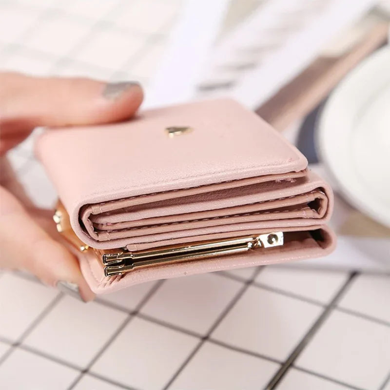 New Fashion Purse Female Short Version of Students Fresh Folding Mini Metal Wallet Cute Purse Lady Coin Purse for Female Lovely