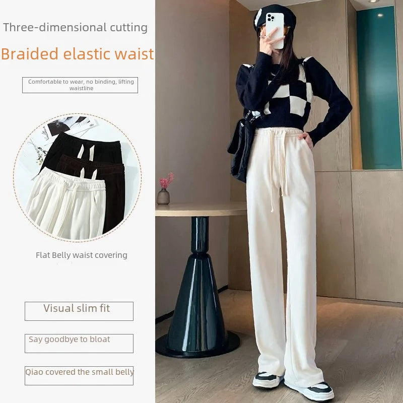 High-quality Snake-bone Straight-leg Bell-bottomed Women's Casual Pants Spring New Style Draped Floor-length Trousers