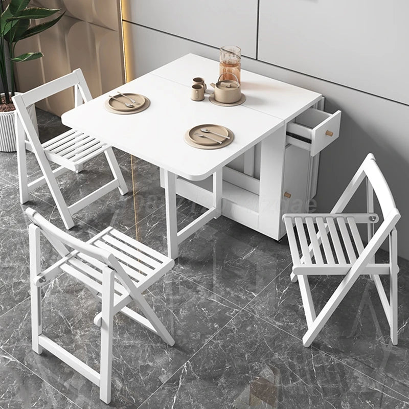 Folding Dining table Movable Table Set Dining Tables With 4 Chairs Dining Room Furniture Small Apartment Living Room Table