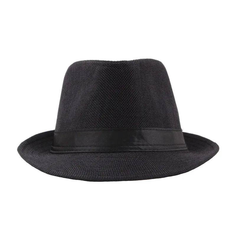 Chapeau de paille à large bord tendance pour hommes et femmes, couleur unie, Fedoras, Jazz, casquette de soleil, extérieur, décontracté, Panama, chapeaux de cowboy