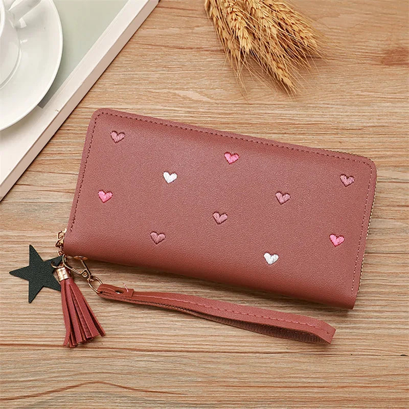 Women Long Wallets Purses Luxury Love Heart Wallets for Ladies Girl Money  Pocket Card Holder Female Wallets Phone Clutch Bag