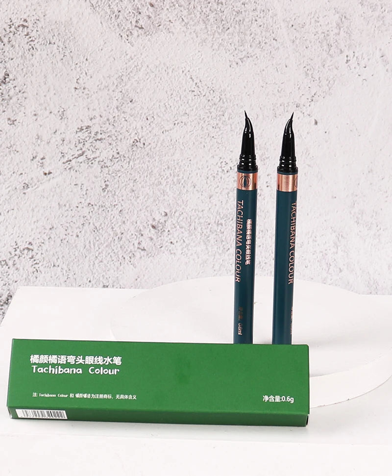 قلم تحديد العيون Bend Headed Tattoo Liner 48h Liquid Pen Ultra Thin Waterproof Eyeliner Long-lasting Outline Shadow Lying Silkworm Eyeliner