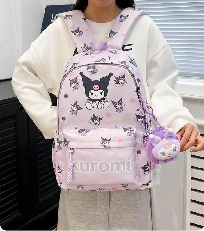 New Kuromi Backpack for Girls Boys Fashion High School Students Backpack Large Capacity Wear-resistant Computer Bag