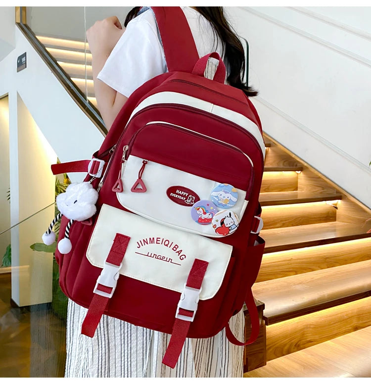 4 In 1 Women's Backpack Girl's School Backpack Back to School Gift Youth Women's Schoolbag Waterproof Large Book Back Pack