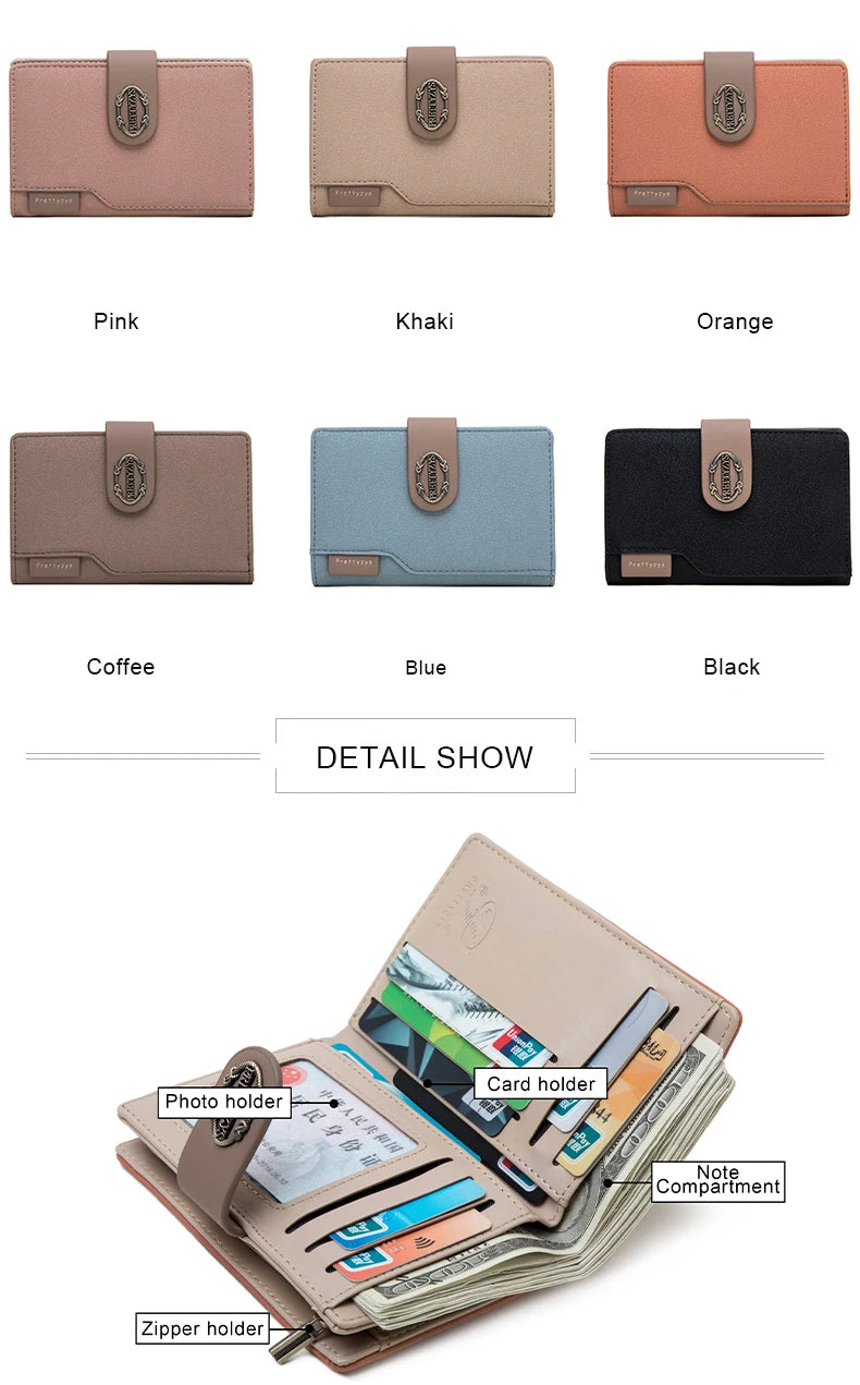 Nubuck Leather Wallet Women Medium Design Purse Card Holder Women Clutches Money Bags Wallets Ladies Vintage Brand Wallets