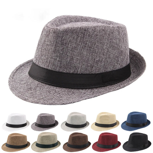 Trendy Wide Brim Men Straw Hat Women Summer Solid Color Fedoras Jazz Sun Cap Outdoor Casual Panama Cowboy Hats