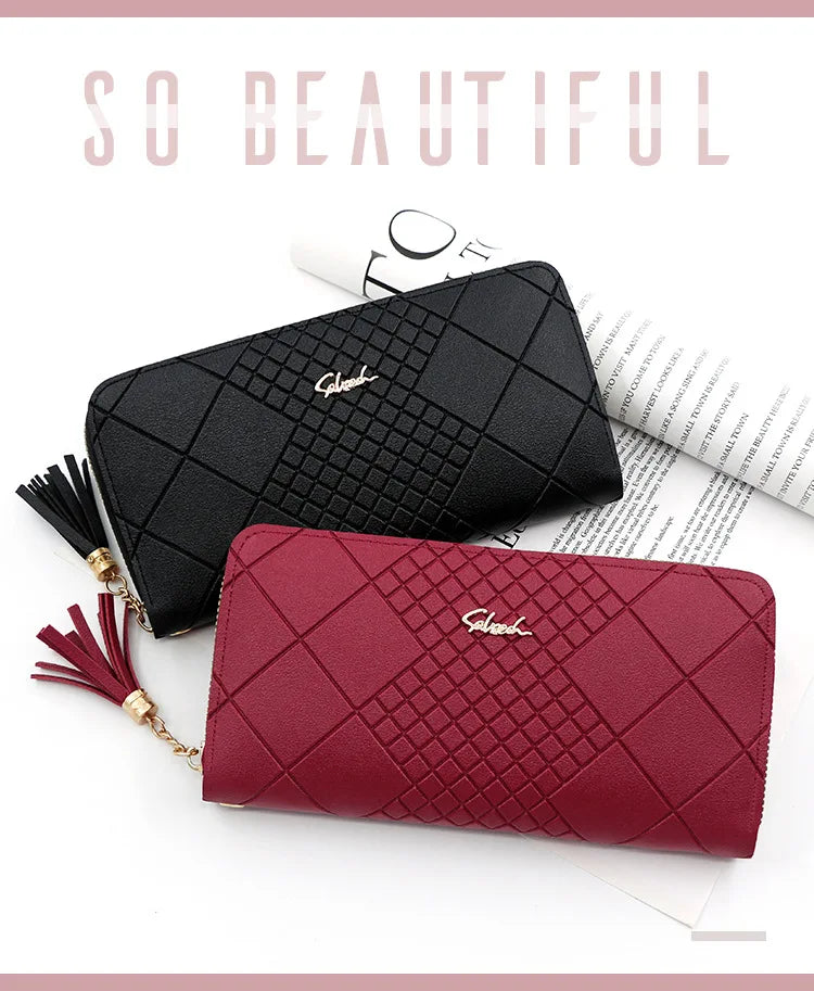 Zipper Money Coin Purse Women Card Holder Long PU Leather Clutch Wallet Large Capacity Lady Wristlet Phone HandBags Money Pocket