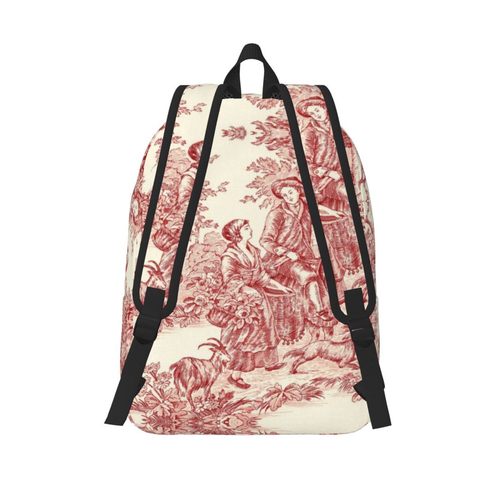 Personalized Navy Blue Toile De Jouy Canvas Backpacks Men Women Basic Bookbag for School College French Countryside Floral Bags