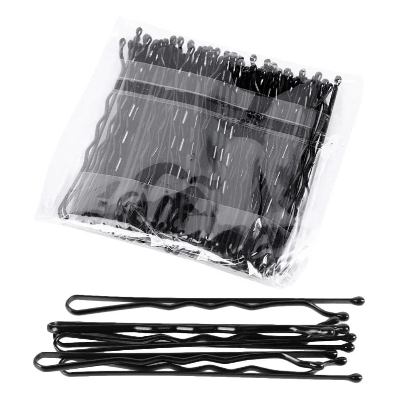 100/50pcs Black Straight Line Hair Clip U-shaped Needle Lady Hairpins Curly Wavy Grips Women Bobby Pins Styling Hair Accessories