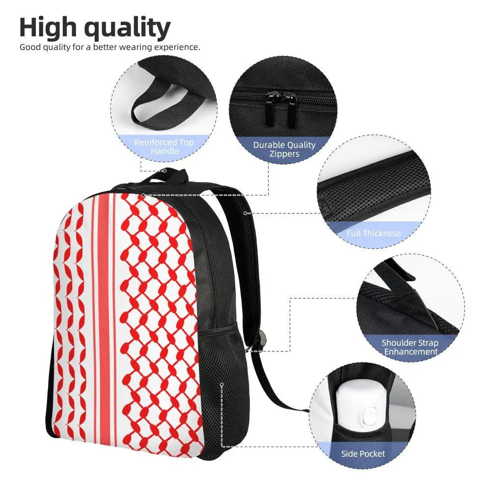 Custom Palestinians Keffiyeh Pattern Backpack for Women Men Waterproof College School Tradition Bag Print Bookbags