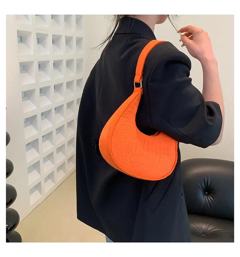 Temperament Handbag Casual Trendy Stone Pattern Shoulder Bag New Single Shoulder Design 2023 Winter Fashion Women'S Underarm Bag