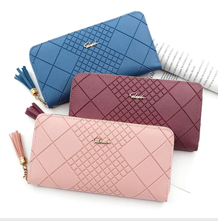 Zipper Money Coin Purse Women Card Holder Long PU Leather Clutch Wallet Large Capacity Lady Wristlet Phone HandBags Money Pocket