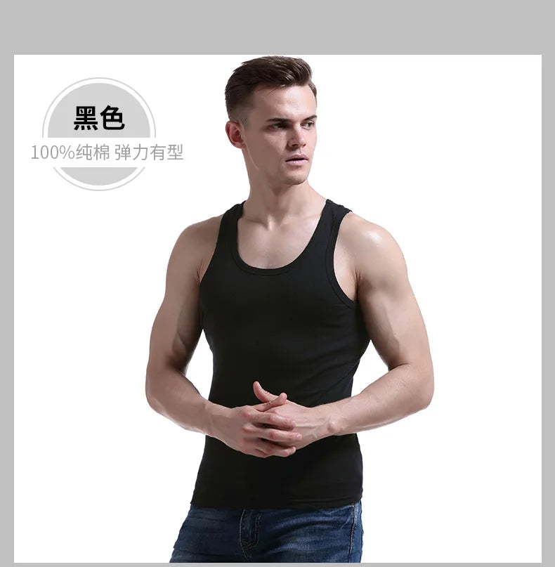 8 Pcs Cotton Mens Sleeveless Tank Top Solid Muscle Vest Men Undershirts O-neck Gymclothing Tees Tops Body Hombre Men Clothing