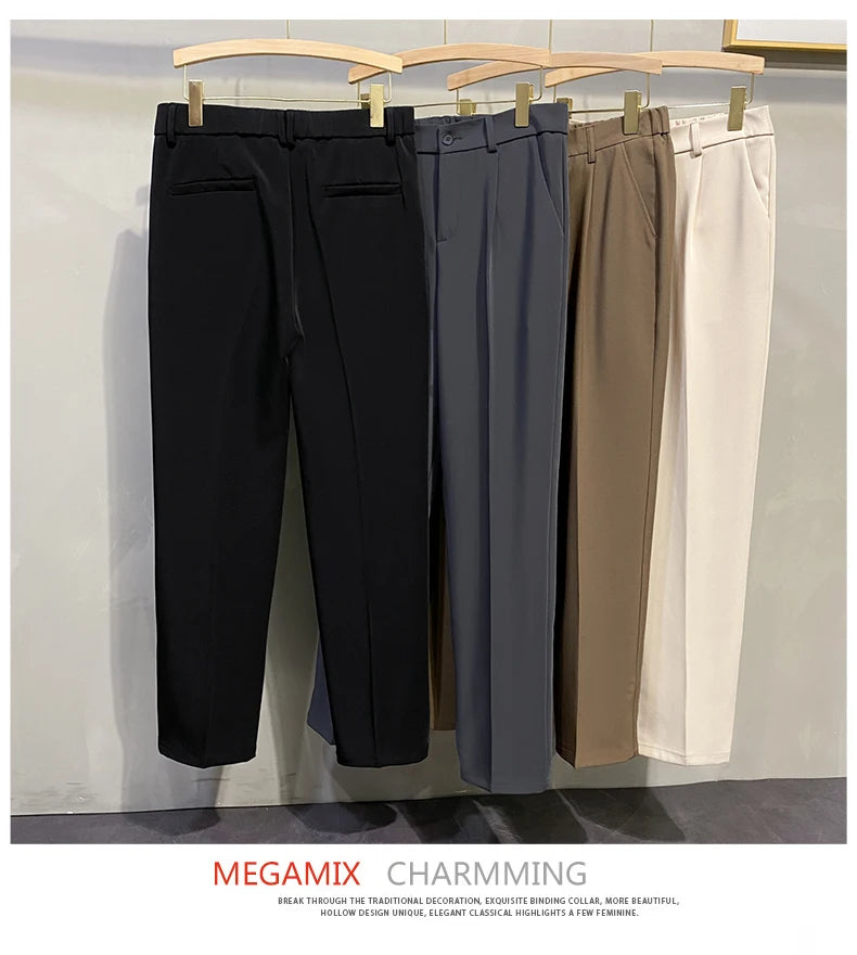 Dress Pants Men Korean Fashion Pleated Pants Chino Pants Men Clothing 2024 Lightweight Cool Trousers