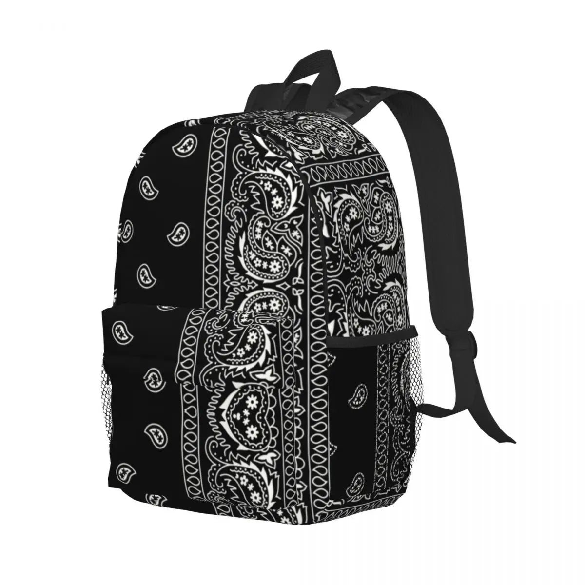 Custom Black White Paisley Chicano Bandana Style Laptop Backpack Women Men Basic Bookbag for School College Student Bag