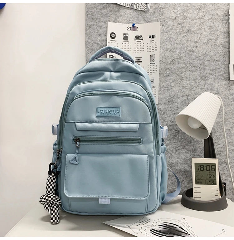 New Simple Student Bag Solid Color Schoolbag Youth Large Capacity Travel Backpack High Quality Canvas Schoolbag Fashion Backpack