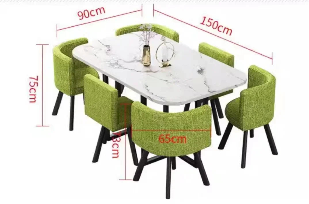 New 2024 Modern Marble Top White Classic Dining Table Living Room With 6 Chairs Set