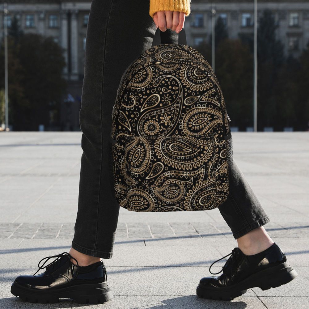 Custom Black White Paisley Chicano Bandana Style Laptop Backpack Women Men Basic Bookbag for School College Student Bag