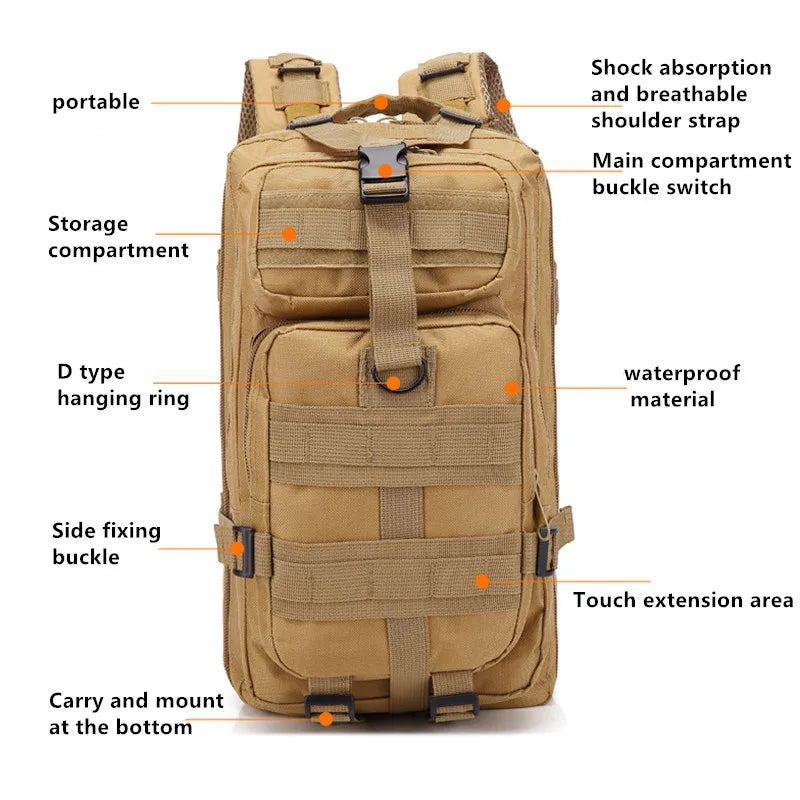 2024 New 3P Backpack Waterproof Cycling Sports Outdoor Backpack Multifunctional Tactical Camouflage Bag