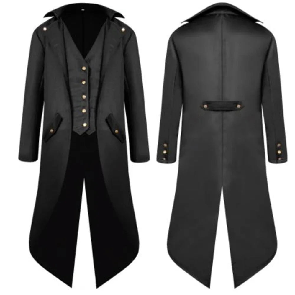 S-4xl Black Red Purple Green Mens Steampunk Gothic Jacket Victorian Tailcoat Vintage Halloween Costume Tuxedo Man Coat Uniform