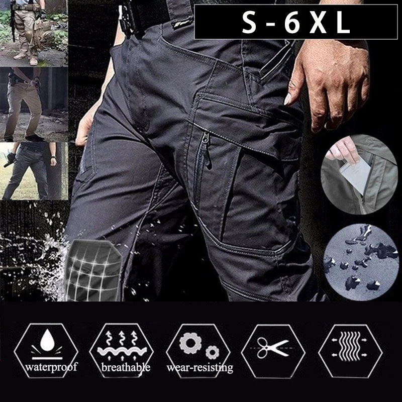 Pantalon cargo imperméable pour homme, pantalon tactique d'entraînement militaire, pantalon de combat, multi-poches, résistant à l'usure, pantalon pour homme, randonnée en plein air