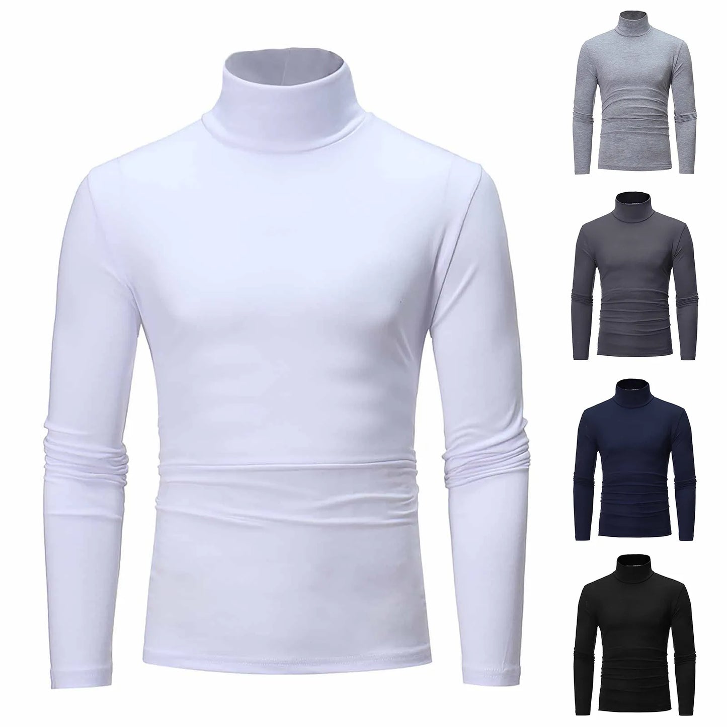 Pull en coton pour homme de haute qualité, pull en coton pour homme, col mi-haut, doux et chaud, tricoté, coupe slim