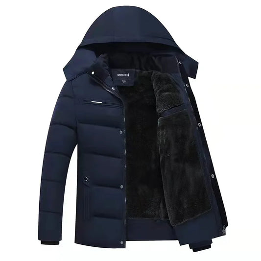 Doudoune d'hiver pour homme, couleur unie, parka à capuche, en laine de haute qualité, épaisse, chaude, coupe-vent, manteau d'hiver pour homme, vêtements pour hommes