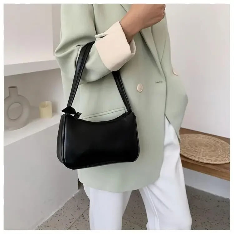 Women Handle Bag Retro Handbag PU Leather Shoulder Totes Underarm Vintage Top Handle Bag Female Small Subaxillary Bag New