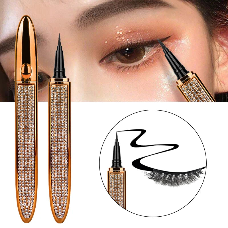 Crayon Eyeliner Auto-Adhésif Longue Durée Sans Colle Non Magnétique Séchage Rapide Cils Collants Eye Liner Stylo 2 en 1