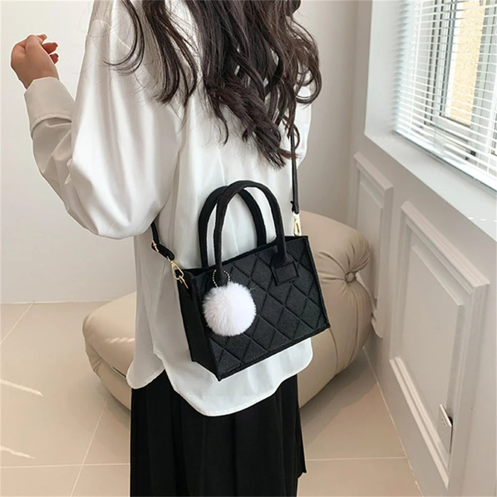 Women Small Square Bag  2023 New Simple and Versatile Casual Handbag Fashion Popular Felt Oneshoulder Messenger Bag