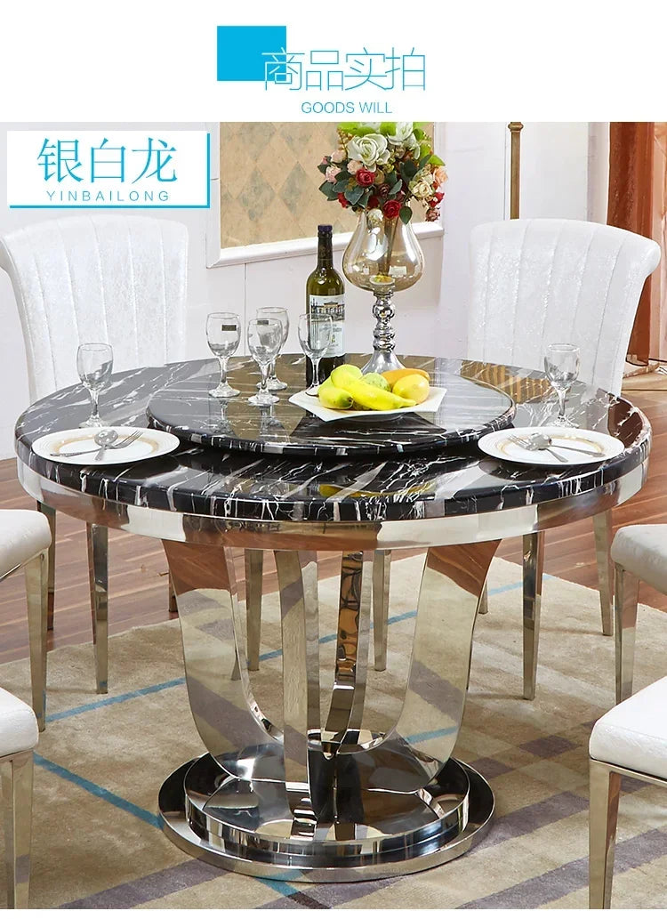 Luxury Stainless Steel Dining Table Italian Restaurant Free Shipping Turntable Table Organizer White Muebles Kitchen Furniture