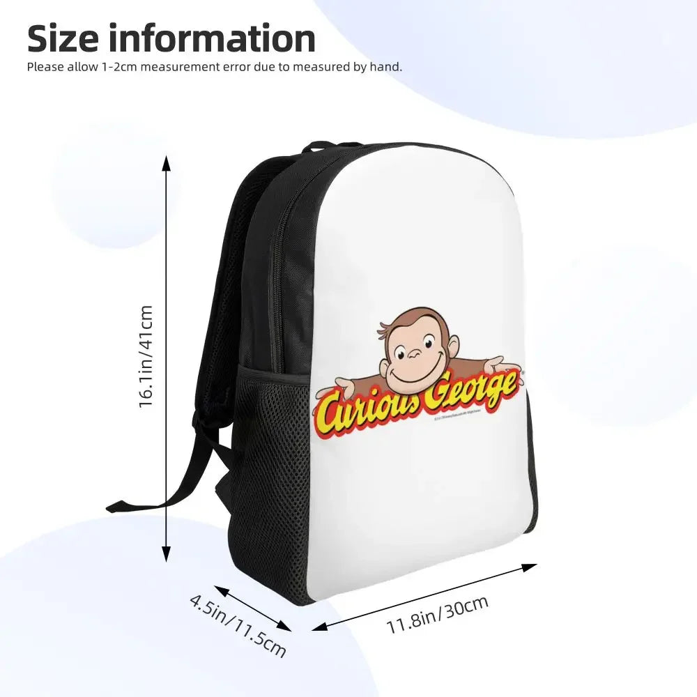 Customized Curious George Backpacks Women Men Casual Bookbag for School College Monkey Bags