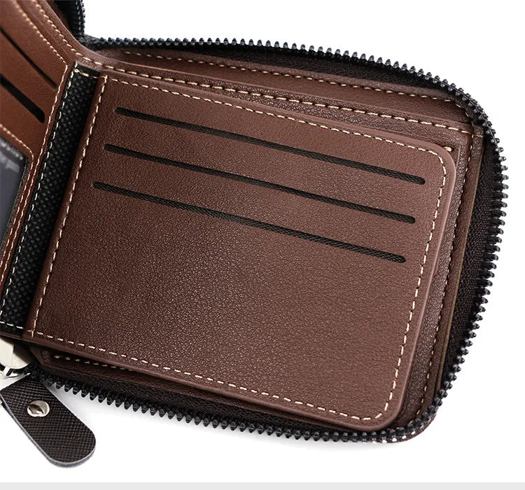 New High Quality Zipper Men Wallets Brand Card Holder Classic Male Wallet  Photo Holder Coin Pocket Men's Purses