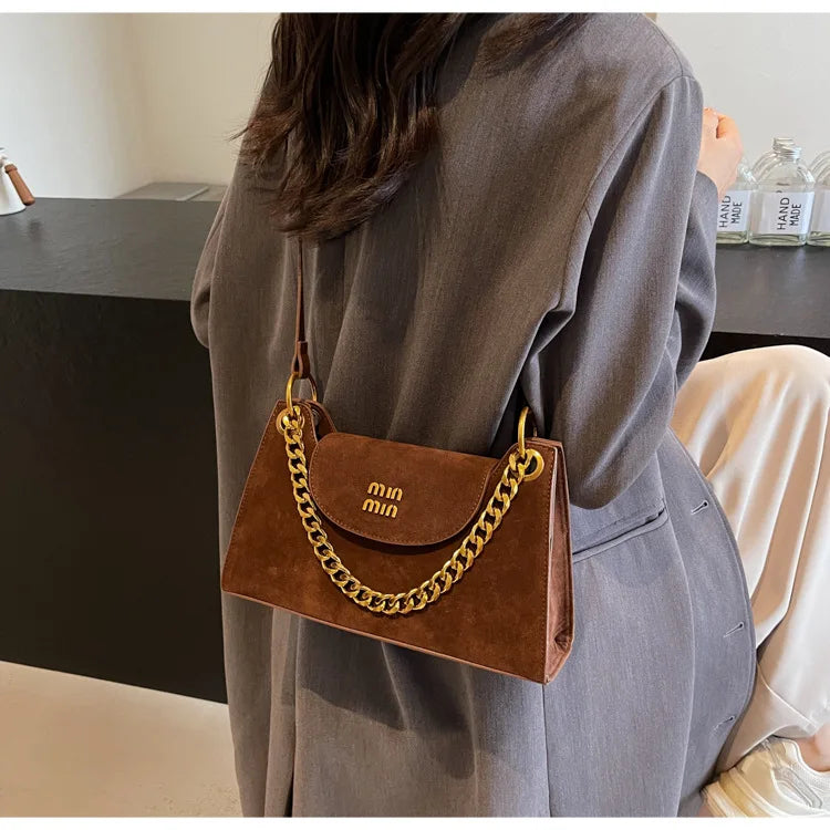 Metal Letter Designer Brand Handbags Top Handle Luxury Shoulder Bags Solid Color Elegant Crossbody Bags Fashion Bags For Women