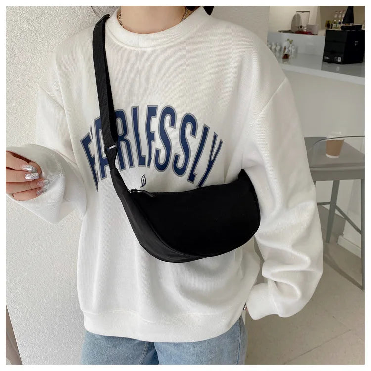 2023 New Nylon Messenger Bags Fashion Dumpling Bag for Women Nylon Crossbody Bag Half Moon Armpit Bag Large Shoulder Bags