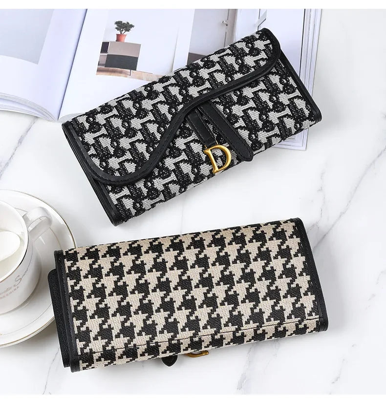 Retro Wallet Women's Long Large Capacity Buckle Multi Carda Multi Functional Trifold Handbag Card Wallets Coin Purse