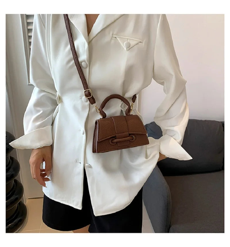 New Fashion Women's Bag PU Leather Ladies Purses Handbag Single Shoulder Crossbody Small Square Bag Trend Designer