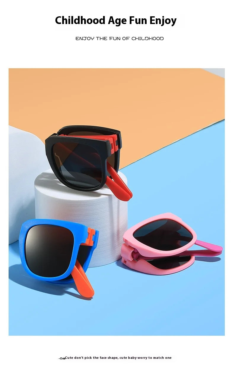 Folding Fashionable UV Resistant Baby Sunglasses New Box Art Children's Glasses Trend