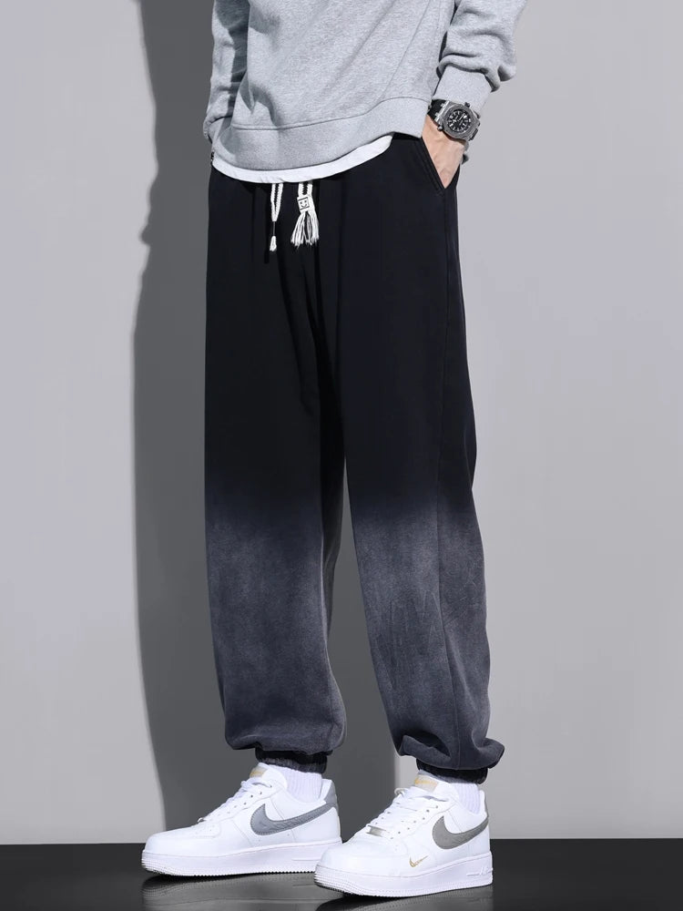 Big Size Men's Jogger Sweatpants 8XL 7XL 6XL Sportswear Gradient Color Baggy Pants Wash Cotton Casual Loose Track Trousers Male