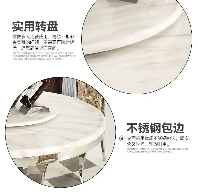 Luxury Stainless Steel Dining Table Italian Restaurant Free Shipping Turntable Table Organizer White Muebles Kitchen Furniture