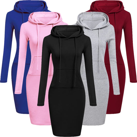 Robe d'automne pour femme, robe à capuche, sweat-shirts à capuche pour femme, robe à capuche pour femme, hauts, vêtements pour femme