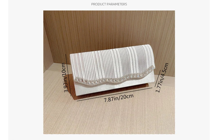 Ladies Glitter Silver Clutch Bag Envelope Evening Bag Fashion Elegant Long Purse Women Chain Shoulder Bags Wedding Party Handbag