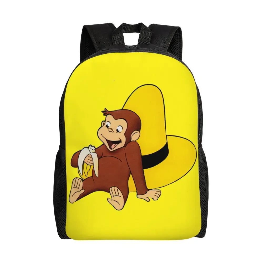 Customized Curious George Backpacks Women Men Casual Bookbag for School College Monkey Bags