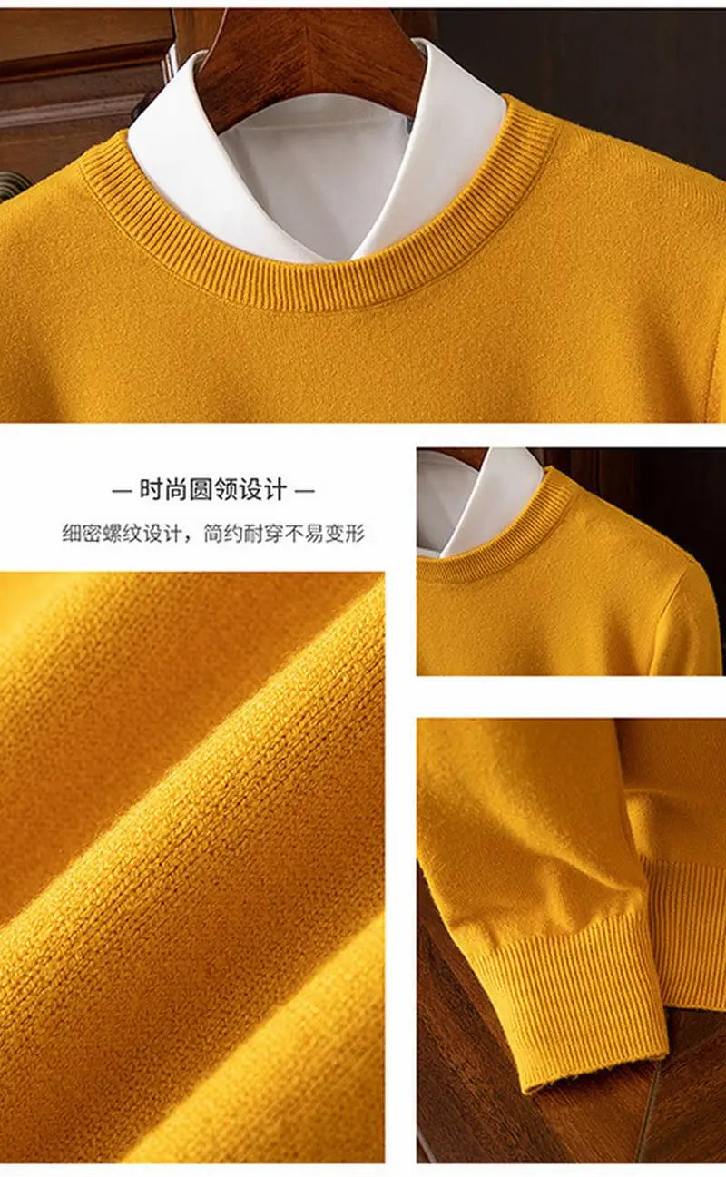 Autumn/Winter New Men's Cashmere Cold Resistant Clothing Round Neck White Sweater Pullover Warm korean Sweaters Pullover Tops