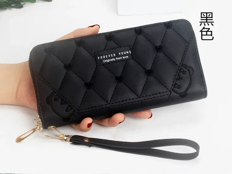 Women Long Wallet Pu Leather Card Holder Large Capacity Hasp Zipper Coin Purse Multi Card Organizer Cell Phone Wristlet Handbag