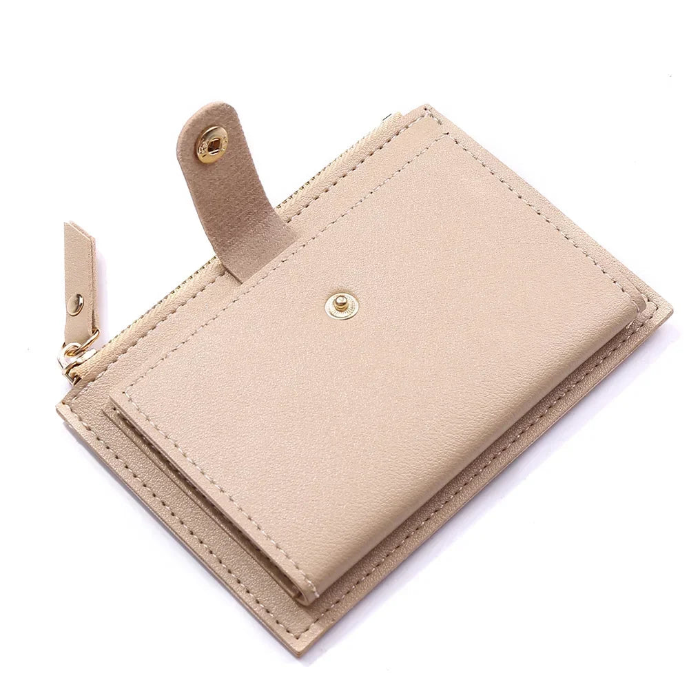 Portefeuilles tendance en cuir pour femmes, mini porte-monnaie solide, porte-cartes, petit portefeuille fin