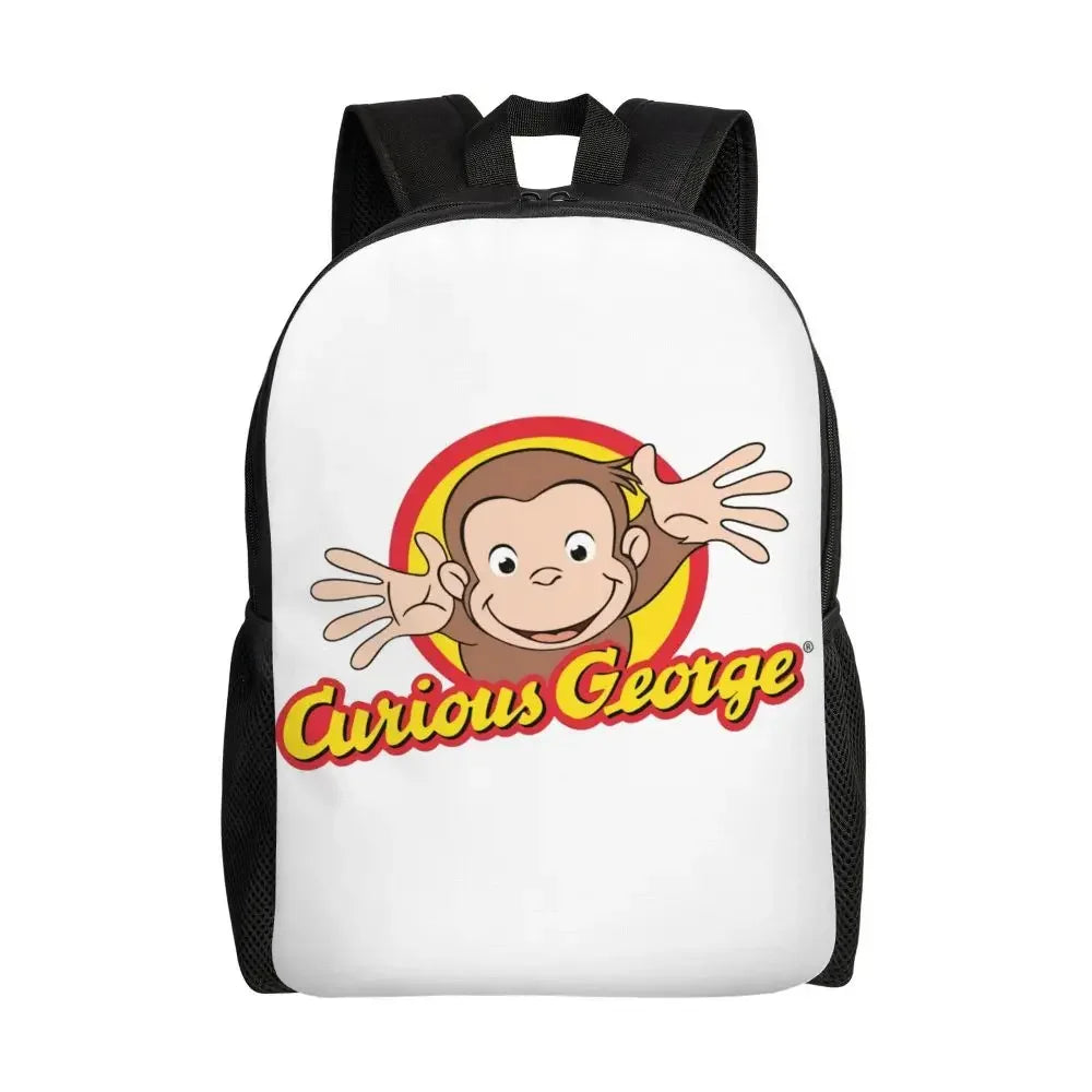 Customized Curious George Backpacks Women Men Casual Bookbag for School College Monkey Bags