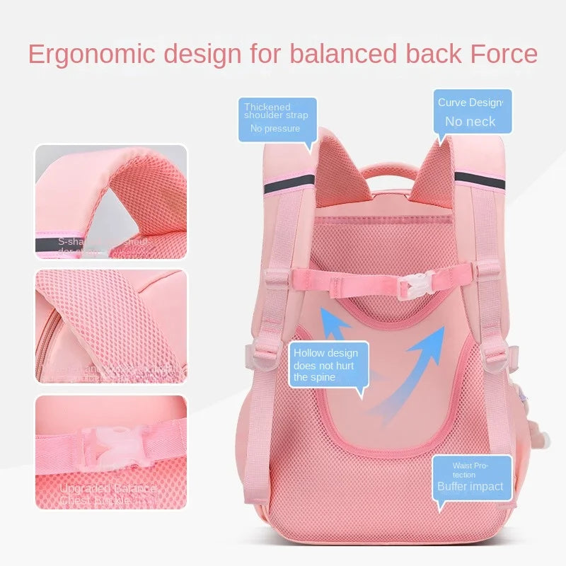 New Type of Lightweight Backpack Primary School Girls Children's Backpack Large Capacity Spine Protection Wholesale Waterproof